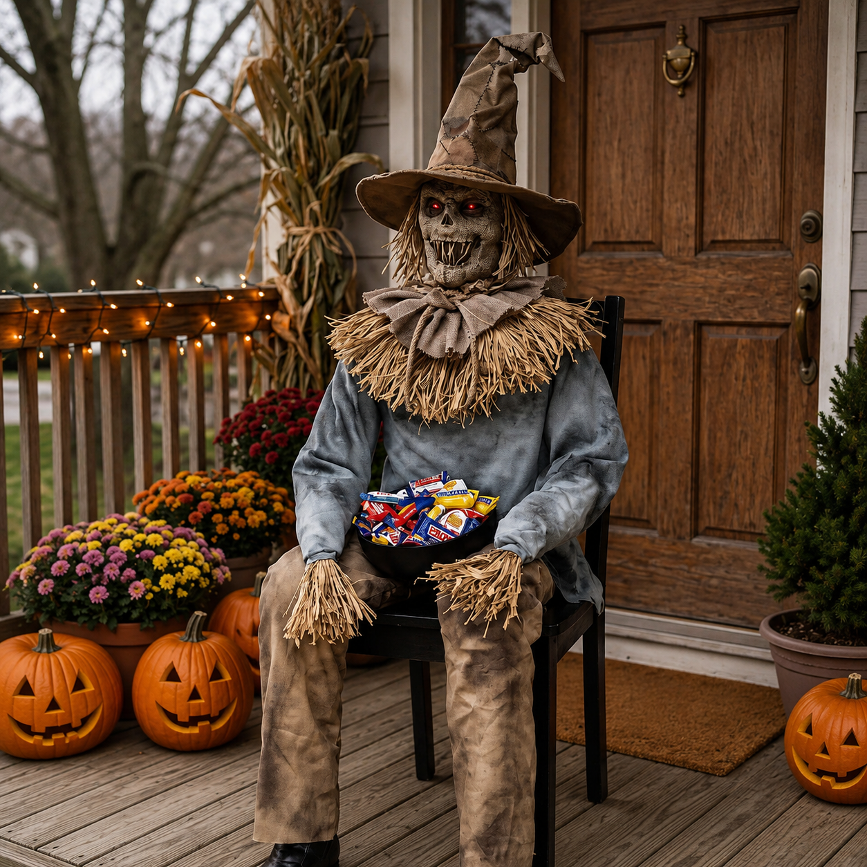 CrowScare Scary Sitting Scarecrow